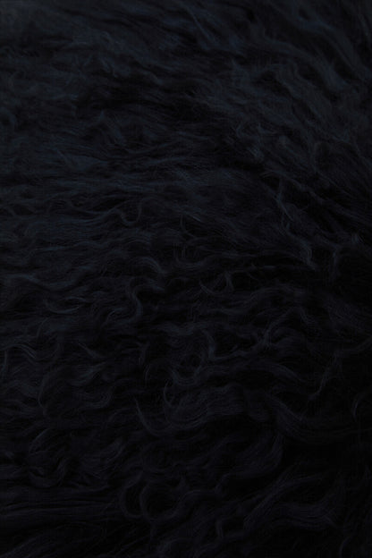 Bosie Real Mongolian Fur Black Round Cushion