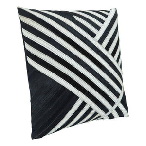 Bosie Safira Black and White Hair on Leather Cushion