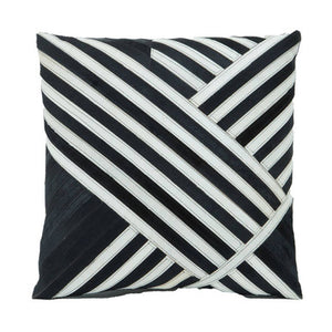 Bosie Safira Black and White Hair on Leather Cushion