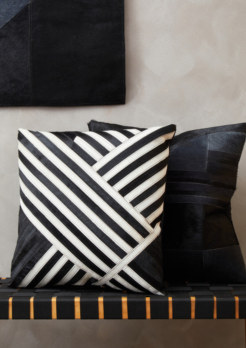 Bosie Safira Black and White Hair on Leather Cushion - Image 7