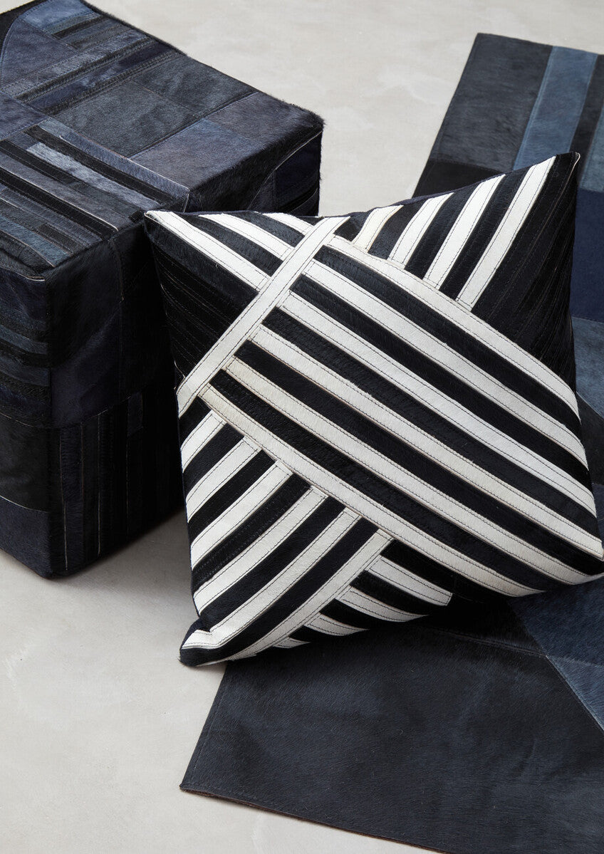 Bosie Safira Black and White Hair on Leather Cushion - Image 8