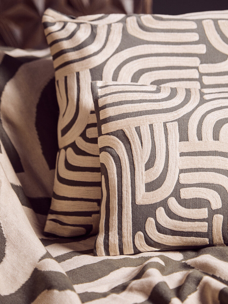 Bosie Ozella Natural And Green Rectangular Cushion