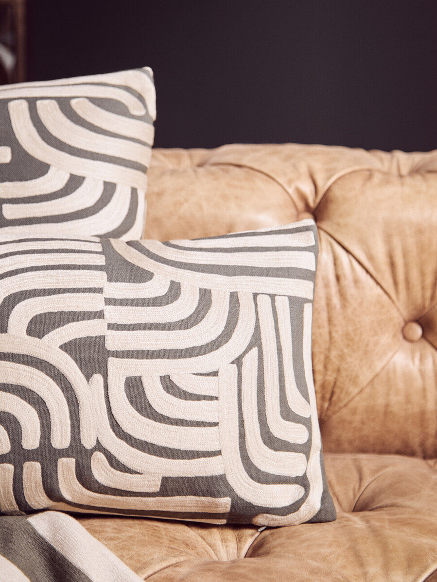 Bosie Ozella Natural And Green Rectangular Cushion