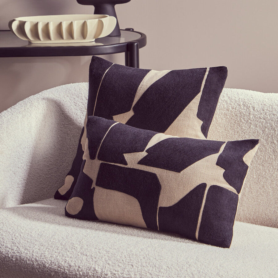 Bosie Ozella  Rectangular Natural and Black Cushion