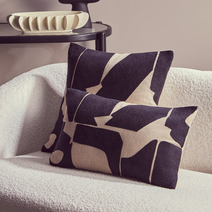 Bosie Ozella  Rectangular Natural and Black Cushion