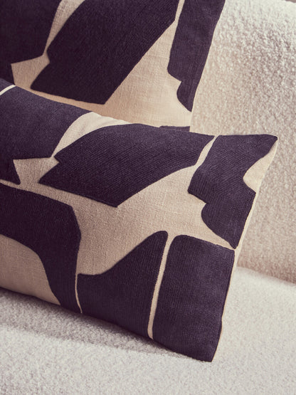 Bosie Ozella  Rectangular Natural and Black Cushion