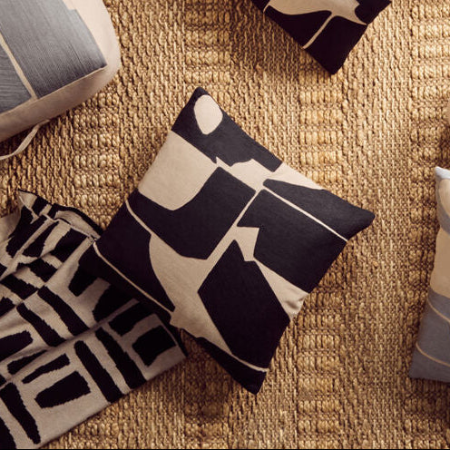 Bosie Ozella Black and Natural Square Cushion