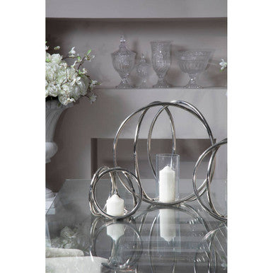 Aura Small Silver Finish Candle Holder