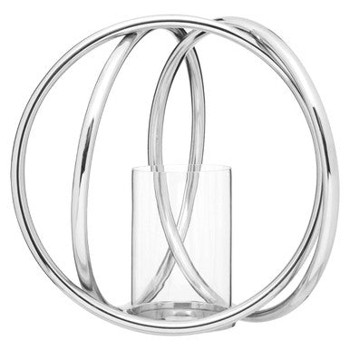 Aura Medium Silver Finish Candle Holder