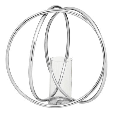 Aura Large Silver Finish Candle Holder