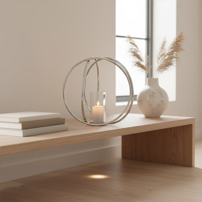 Aura Large Silver Finish Candle Holder