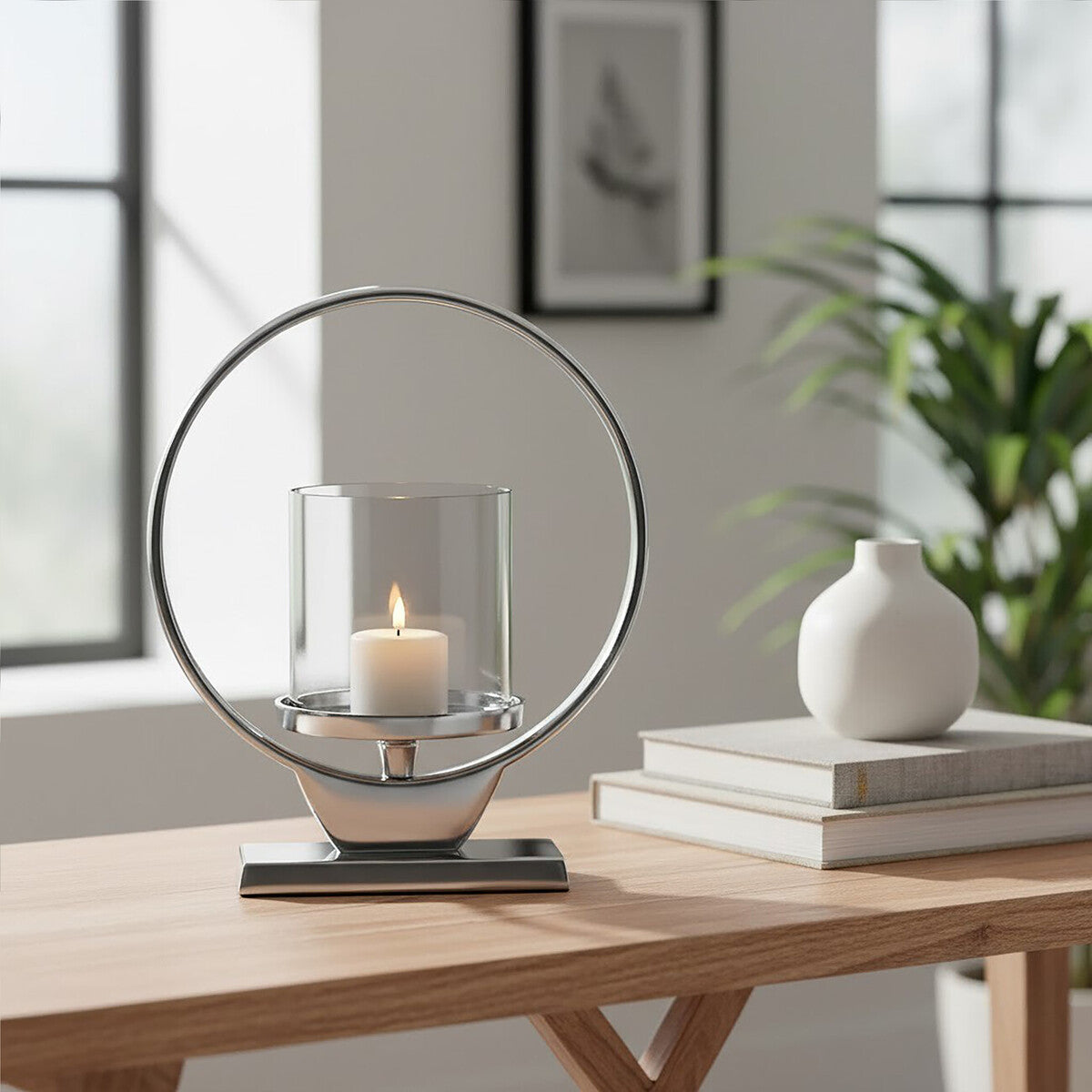 Cirqua Small Silver Finish Candle Holder