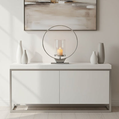 Cirqua Medium Silver Finish Candle Holder