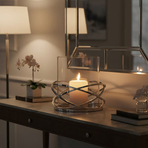 Large Silver Finish Candle Holder | Luna Twist