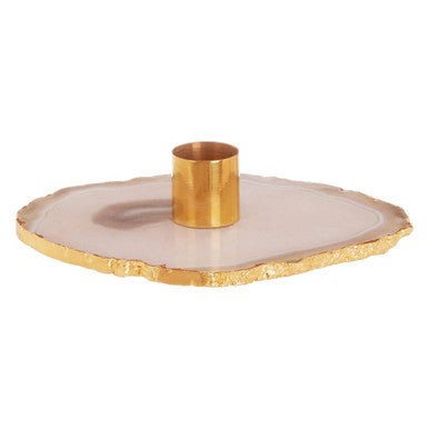 Bowerbird Agata Grey Agate Candle Holder