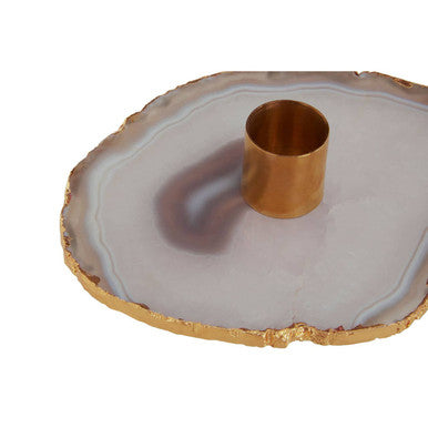 Bowerbird Agata Grey Agate Candle Holder