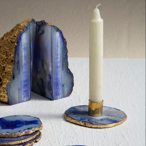 Blue and Gold Candle Holder | Bowerbird Agata