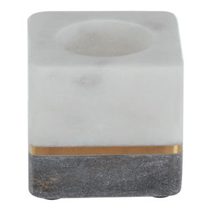 Kira White And Grey Marble Tealight Holder