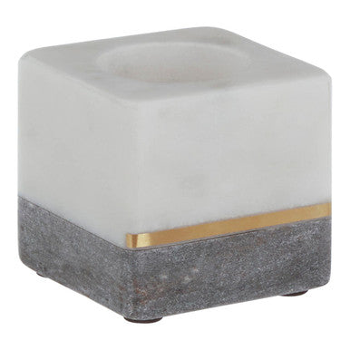 Kira White And Grey Marble Tealight Holder