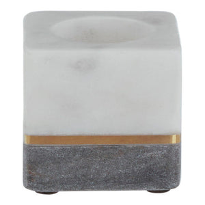Kira White And Grey Marble Tealight Holder