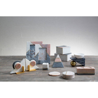 Kira White And Grey Marble Tealight Holder