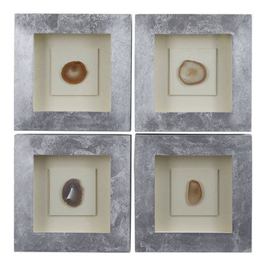 Nason Set Of 4 Grey Agate Wall Art
