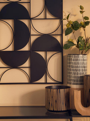 Trento Black Finish Semicircle Design Wall Art