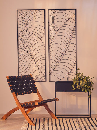 Trento Large Black Leaf Design Wall Art