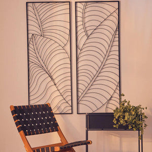 Trento Large Black Leaf Design Wall Art