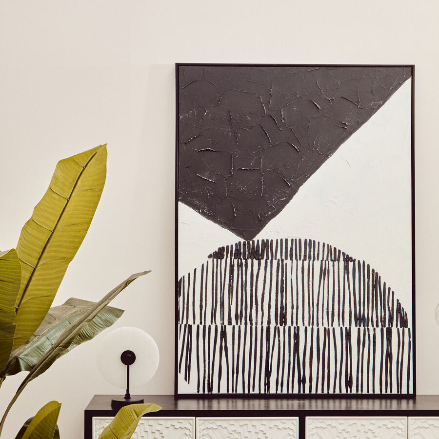 Astratto Black and White Abstract Hand Painted Wall Art - Image 1