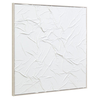 Astratto Canvas White Pleated Fabric Hand Painted Wall Art