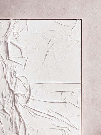 Astratto White Hand Painted Sculptural Fabric Wall Art - Image 5