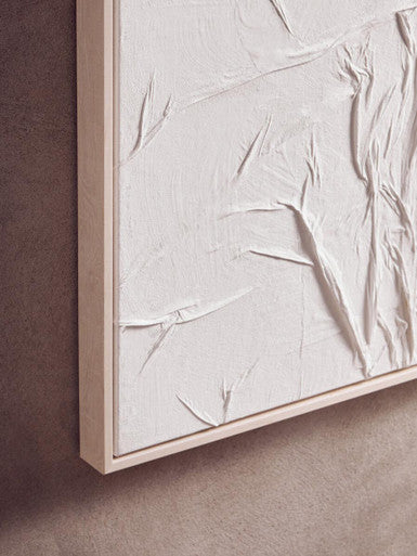 Astratto White Hand Painted Sculptural Fabric Wall Art - Image 6