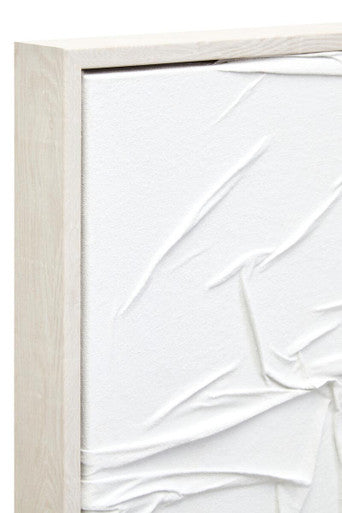 Astratto Canvas White Pleated Fabric Hand Painted Wall Art