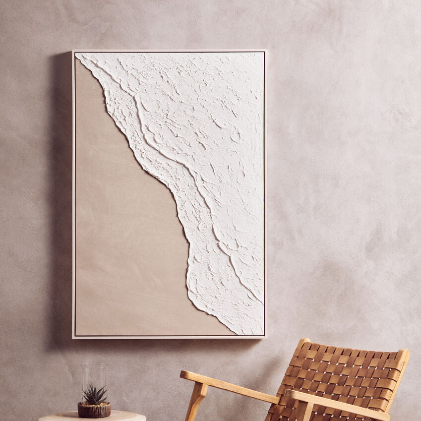 Astratto Canvas Natural And White Textured Plaster Wall Art - Image 1