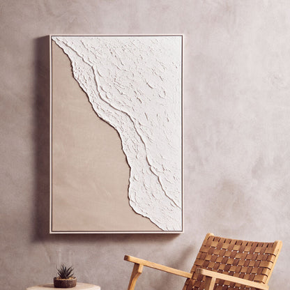 Astratto Canvas Natural And White Textured Plaster Wall Art - Image 1