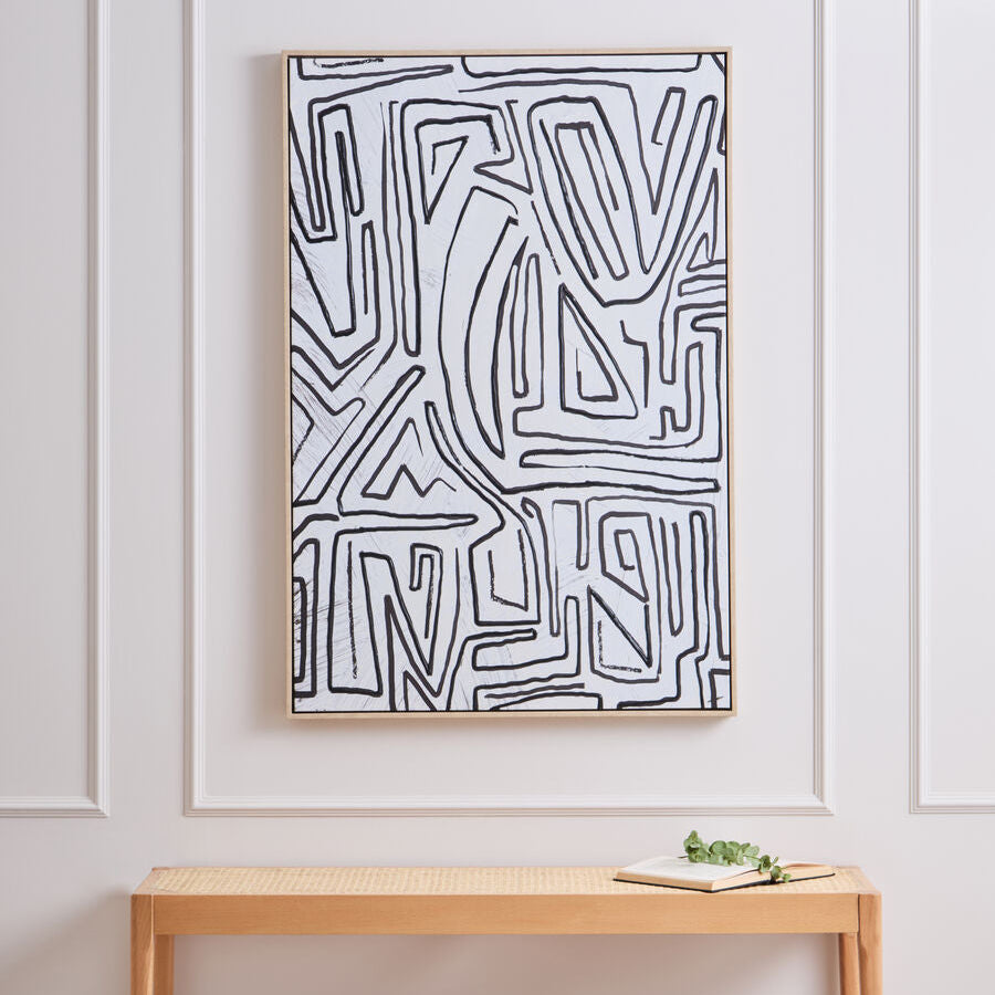 Astratto Abstract Black and Cream Textured Wall Art