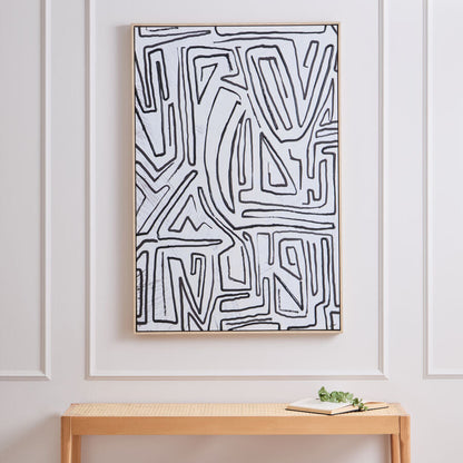 Astratto Abstract Black and Cream Textured Wall Art