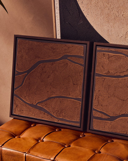 Astratto Set Of 2 Brown and Black Textured Wall Art