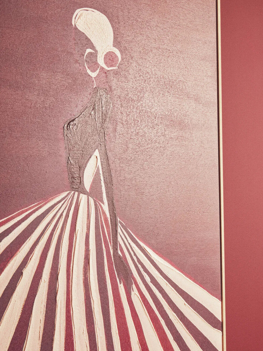Astratto Textured Wall Art with Lady In The Stripe Dress