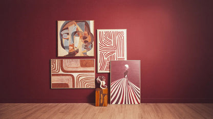 Astratto Textured Wall Art with Lady In The Stripe Dress