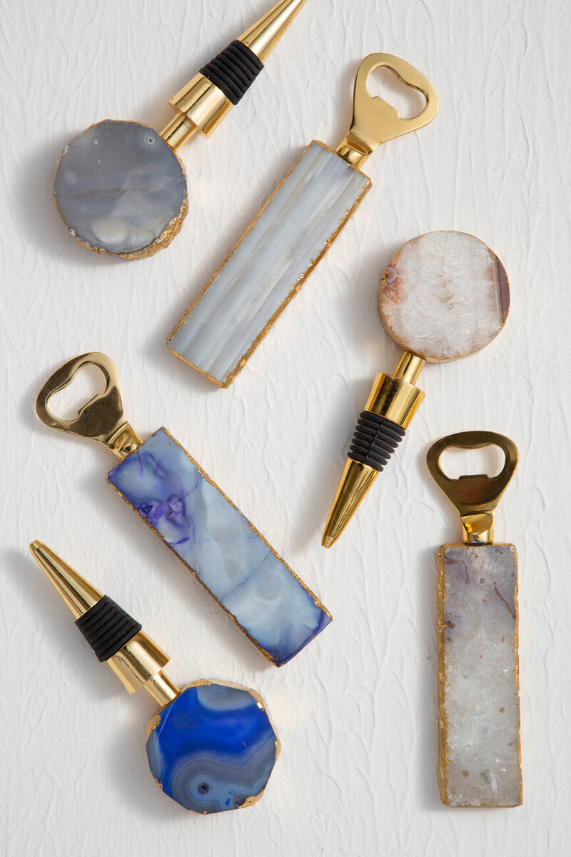 Bowerbird Agata Blue Bottle Opener And Stopper Set