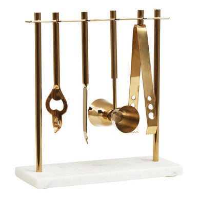 Omari Marble And Gold Finish Bar Tool Stand - Image 4