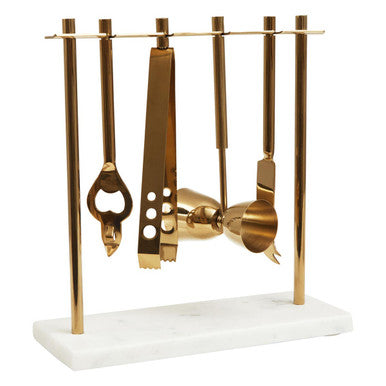 Omari Marble And Gold Finish Bar Tool Stand - Image 5