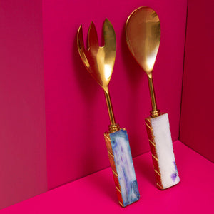 Blue Warm Metallic Serving Set | Bowerbird Agata