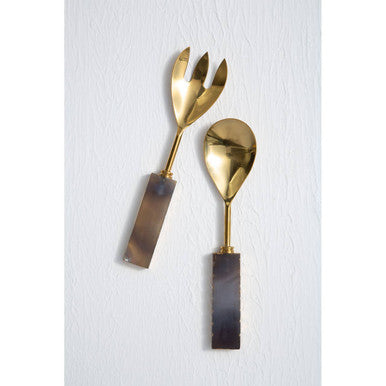 Bowerbird Agata Grey And Gold Serving Set