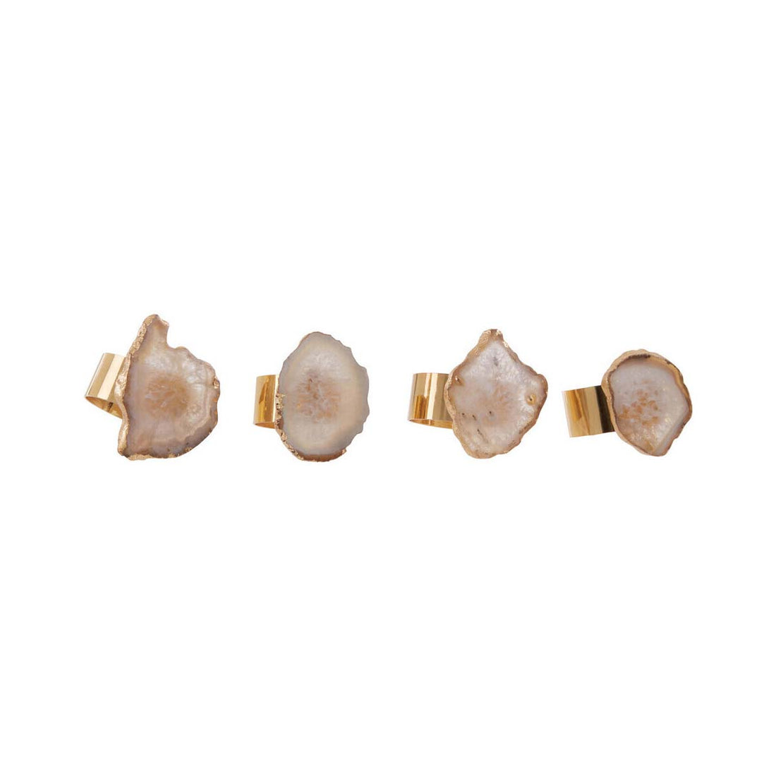 Bowerbird Agata Natural And Gold Napkin Rings