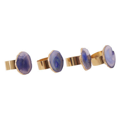 Bowerbird Blue Agate Napkin Rings