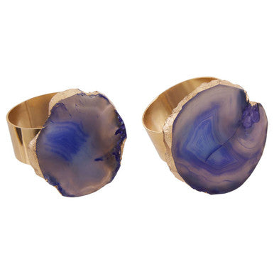 Bowerbird Blue Agate Napkin Rings