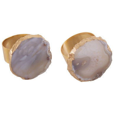 Bowerbird Agata Grey And Gold Napkin Rings - Image 8